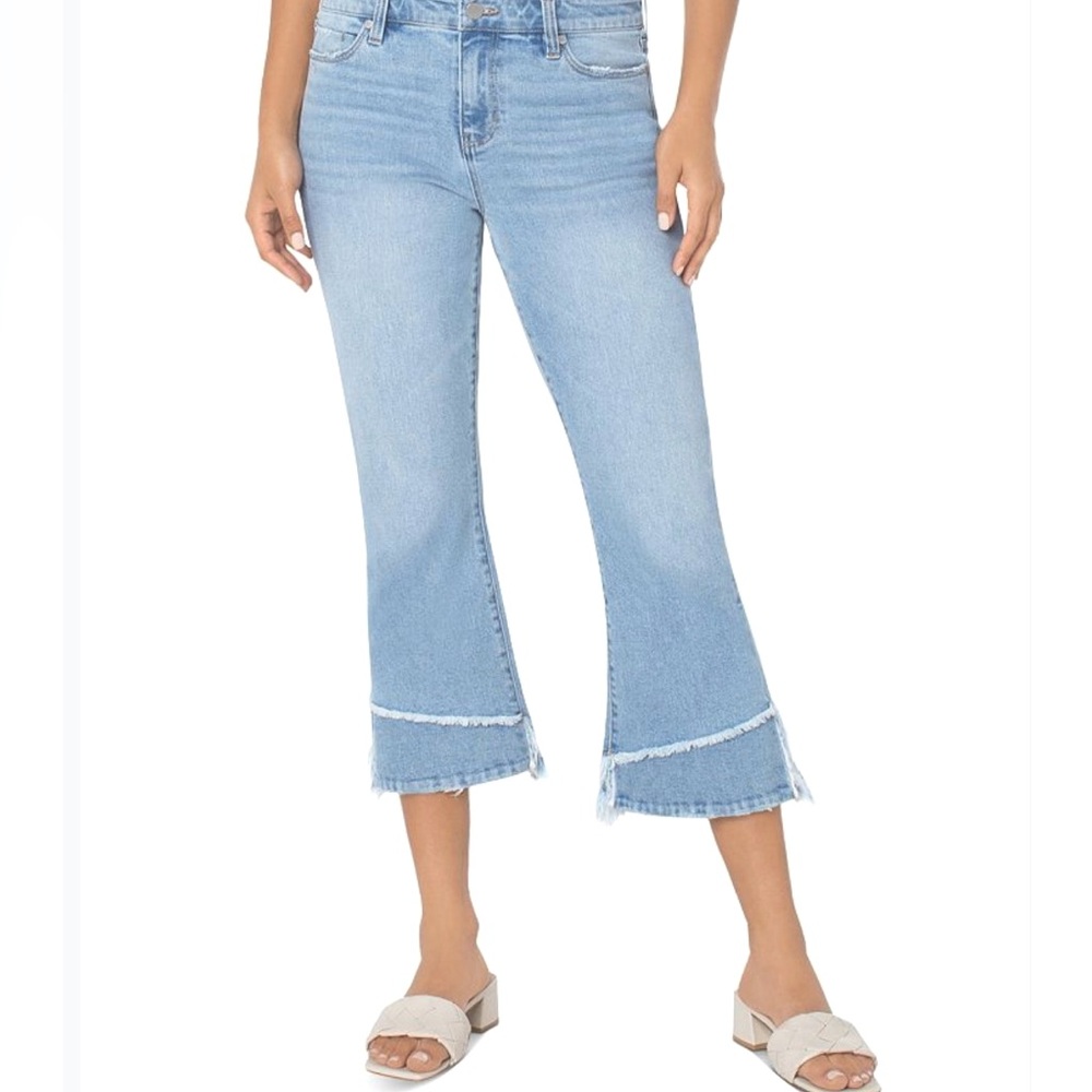 Liverpool Crop Flare in Stinson with Double Frayed Hem